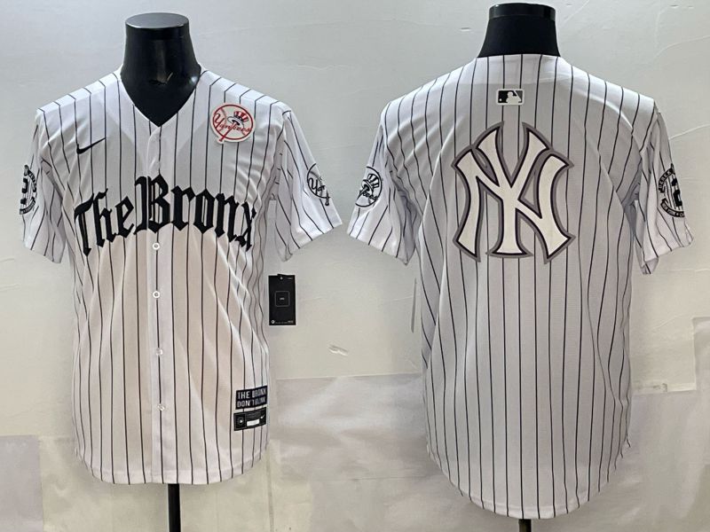 Men 2025 New York Yankees Blank White Stripe Five generations Joint Name Nike MLB Jersey style 027